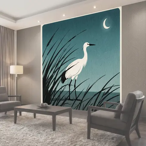 Фотообои Белая цапля у воды