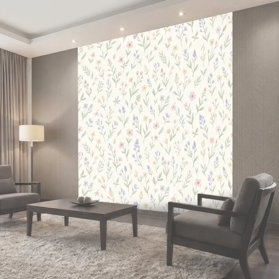 Фотообои Полевые цветы в нежном паттерне