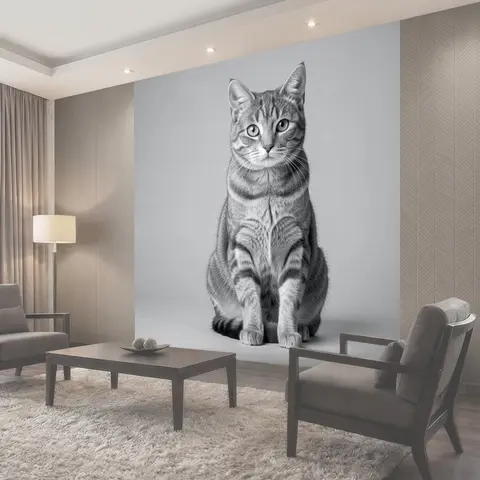 Фотообои Сидящий полосатый кот
