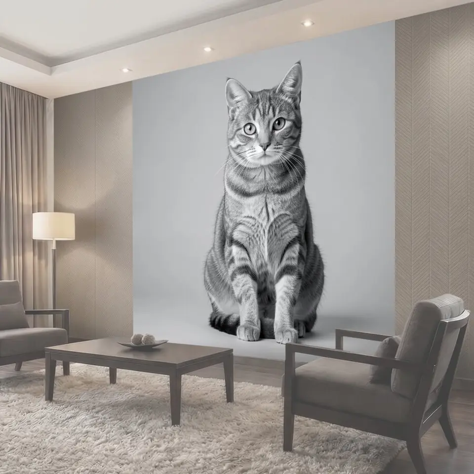 Фотообои Сидящий полосатый кот