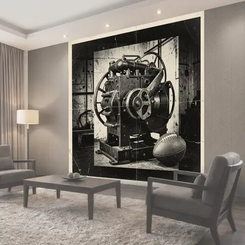 Фотообои Винтажный мотор и мяч для регби