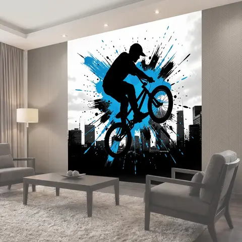 Фотообои BMX-райдер в городском прыжке