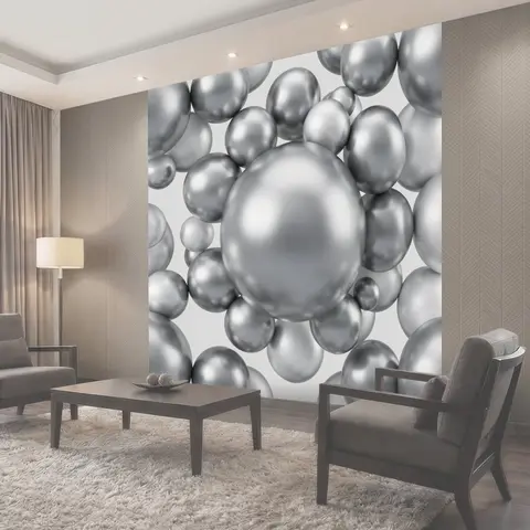 Фотообои Серебристые глянцевые сферы 3D
