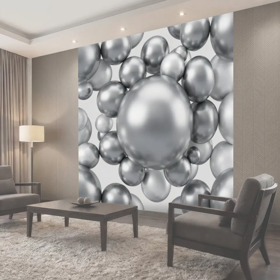 Фотообои Серебристые глянцевые сферы 3D