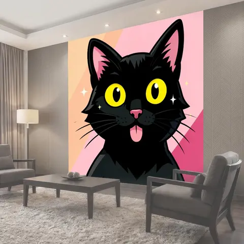 Фотообои Черный кот с яркими глазами