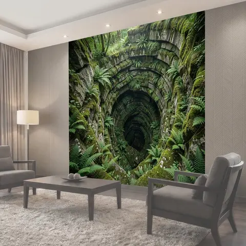 Фотообои Заросший каменный колодец в лесу