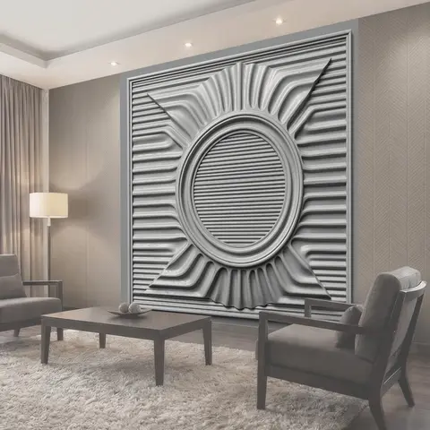 Фотообои 3D геометрический круг в панелях