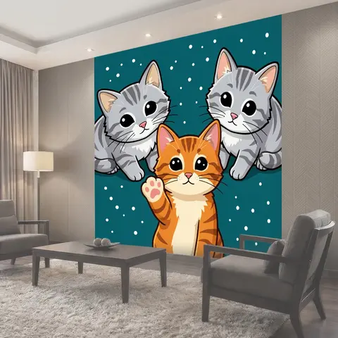 Фотообои Три милых котёнка на фоне