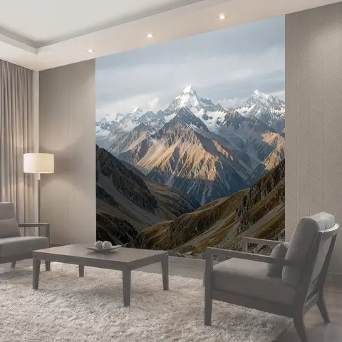 Фотообои Заснеженные горы в тумане