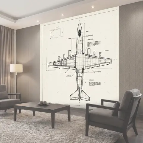 Фотообои Чертёж самолёта в разрезе