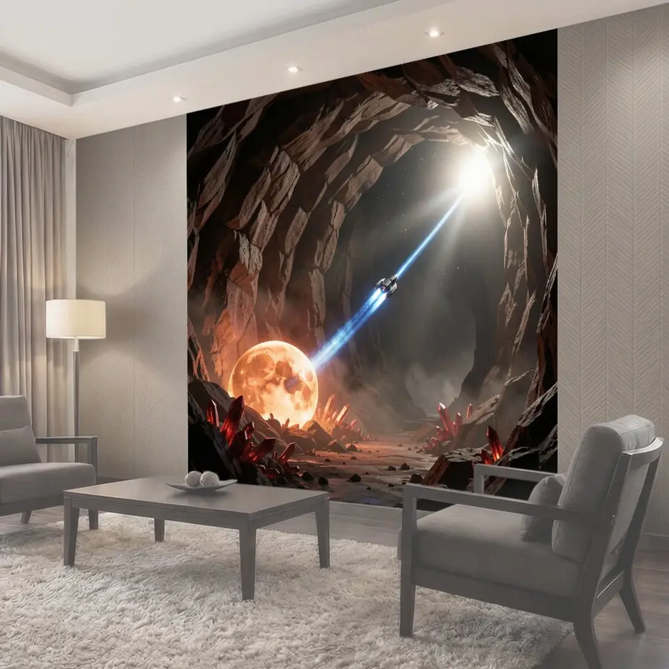 Фотообои Космический корабль в пещере