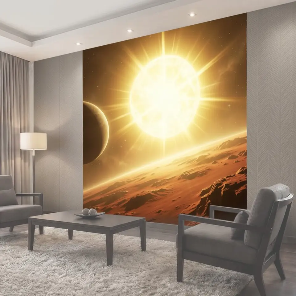 Фотообои Космический пейзаж с яркой звездой