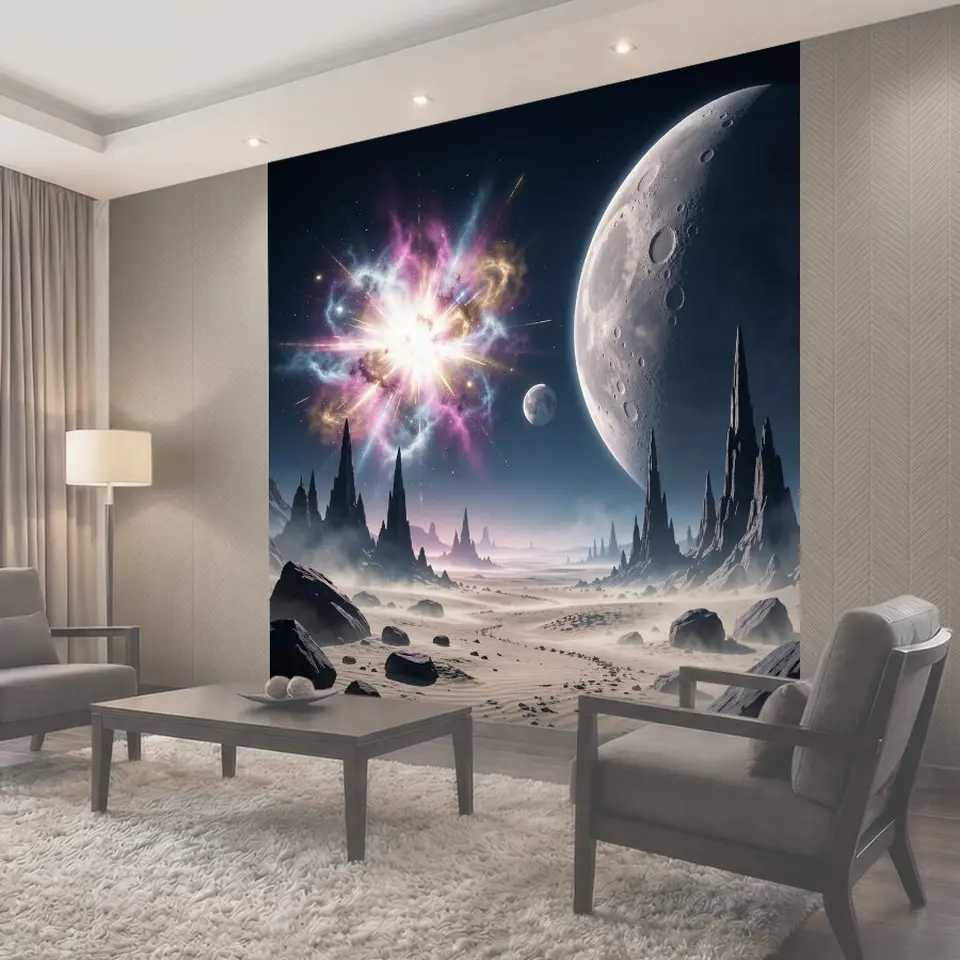 Фотообои Космический пейзаж с лунными мирами