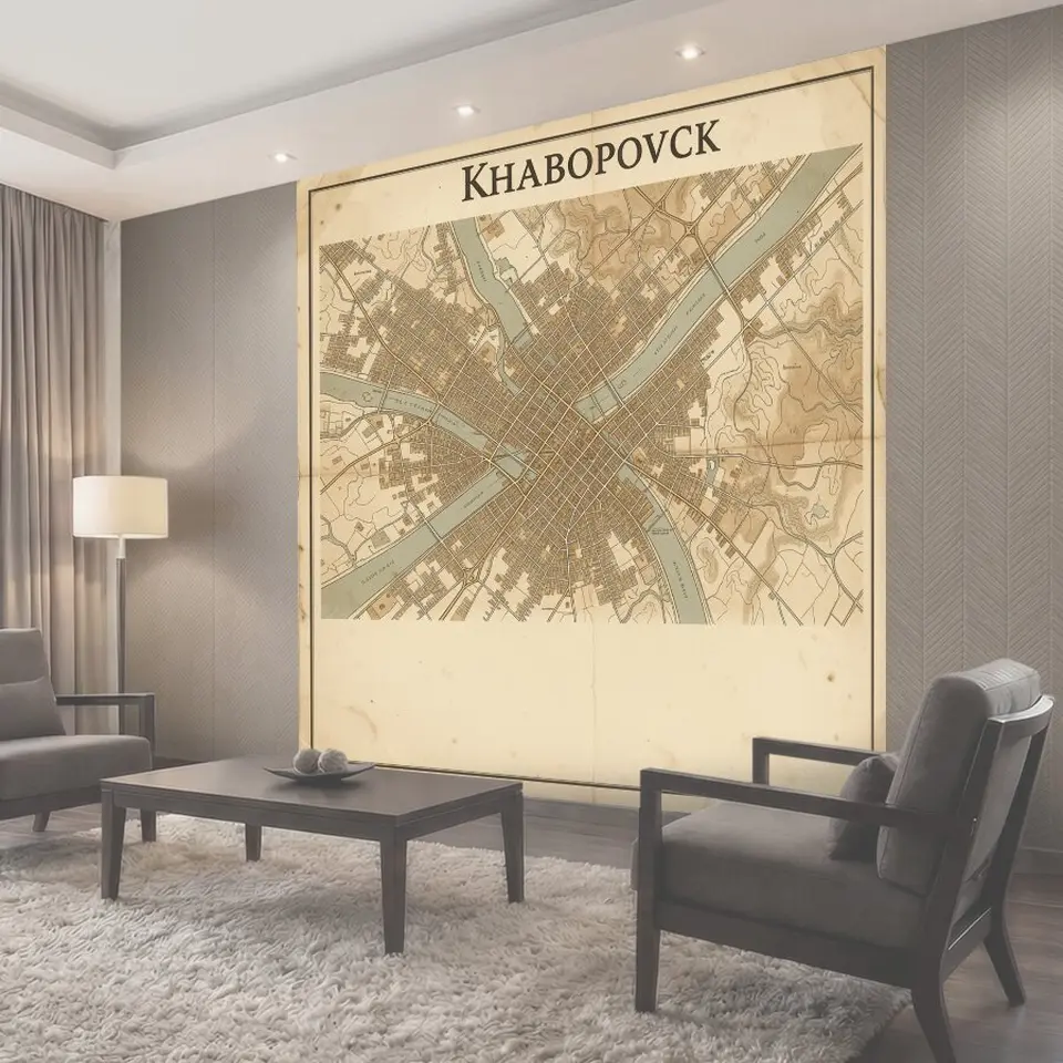 Фотообои Старинная карта Хабаровска