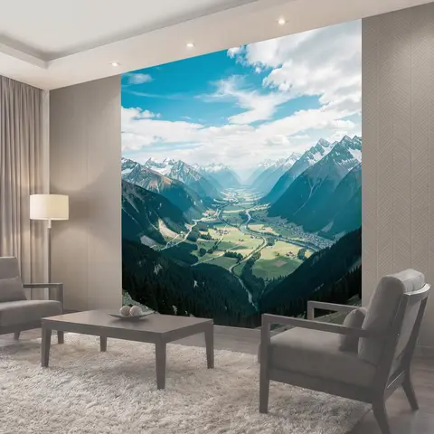 Фотообои Альпийская долина среди гор