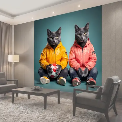 Фотообои Два кота в ярких худи