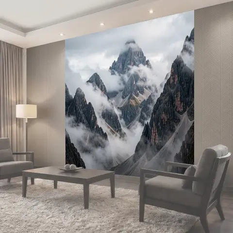 Фотообои Туманные скалистые вершины