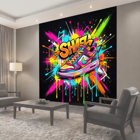 Фотообои Яркий кроссовок в стиле граффити