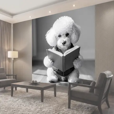 Фотообои Пудель с книгой в лапах