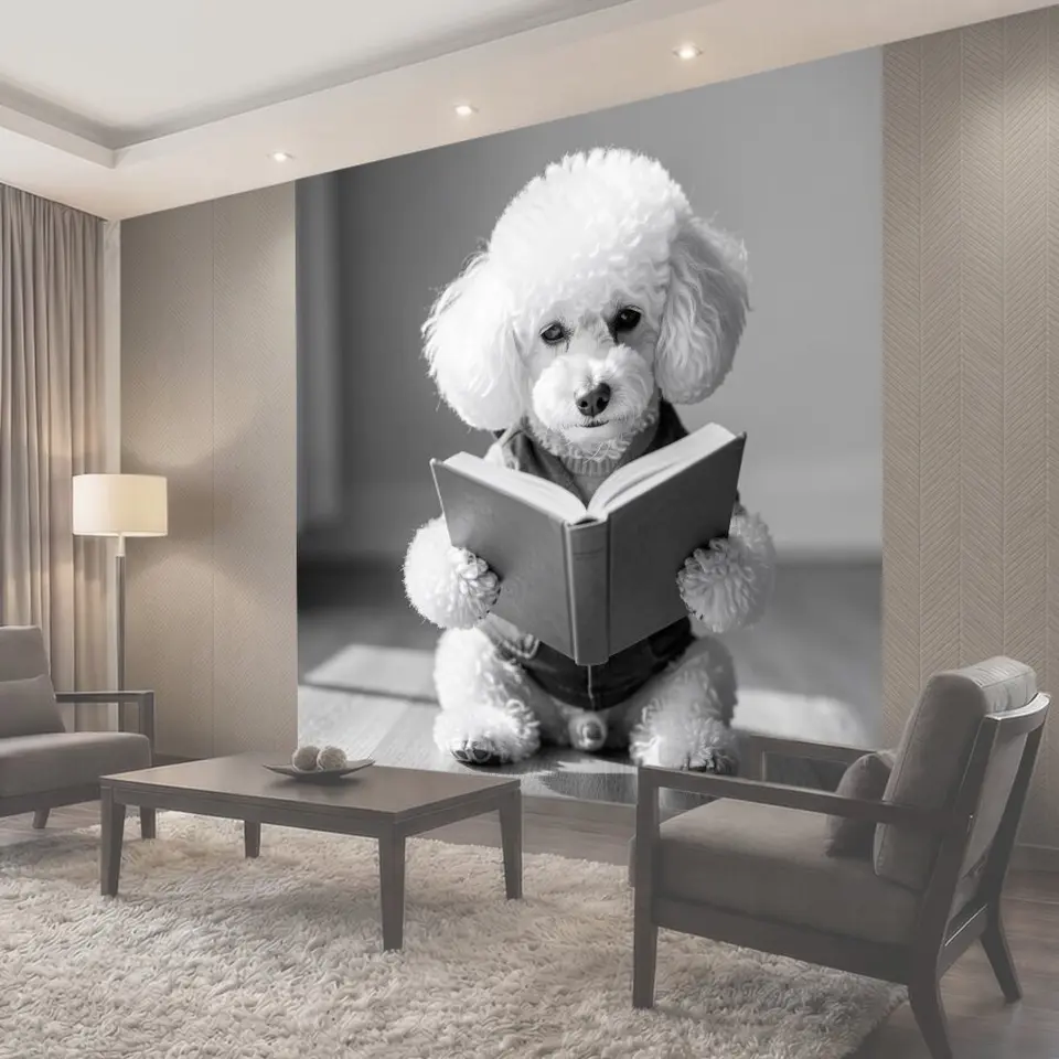 Фотообои Пудель с книгой в лапах