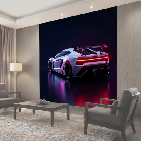 Фотообои Спортивное авто в неоновом свете