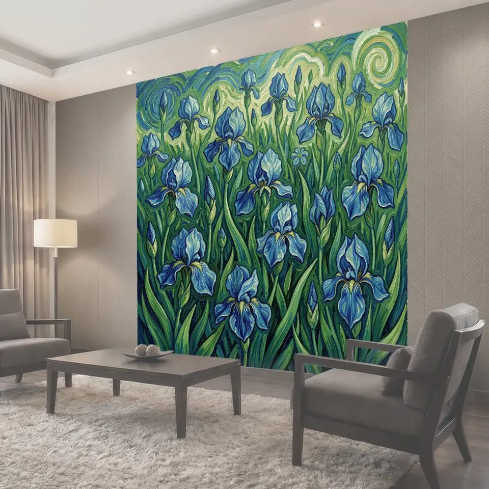 Фотообои Синие ирисы в саду