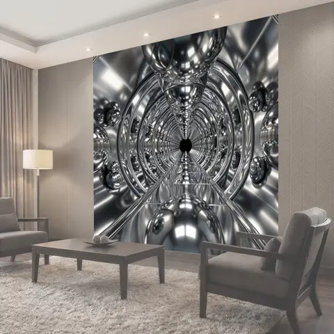 Фотообои Серебряная 3D-вихревая симметрия