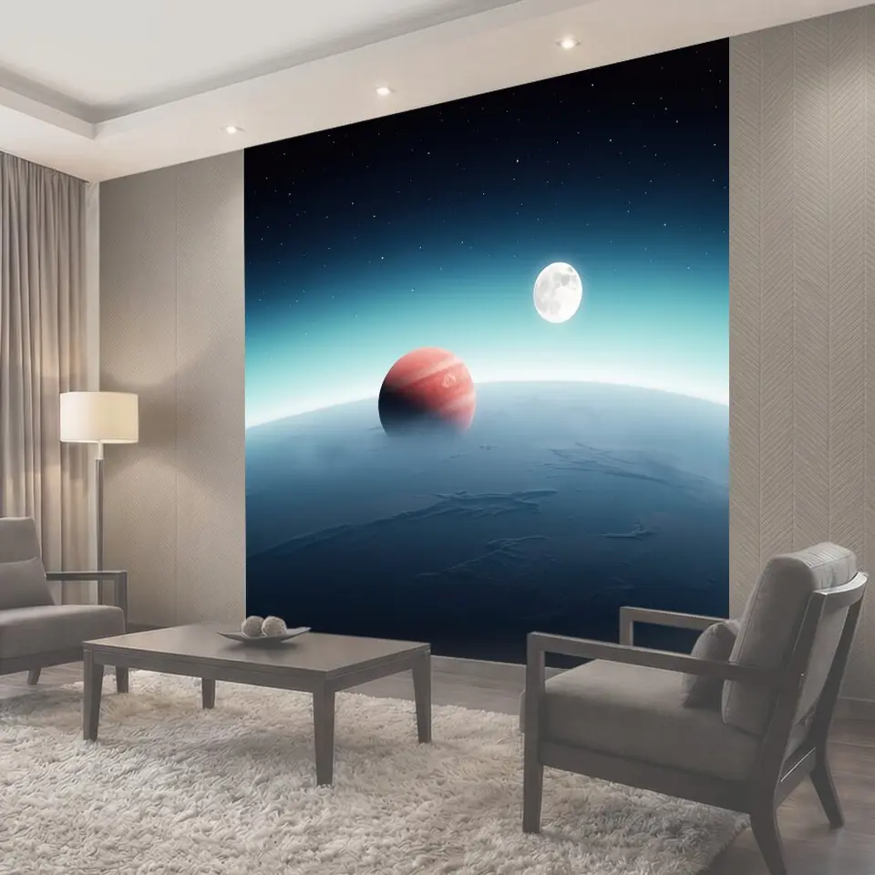 Фотообои Космический пейзаж с двумя планетами