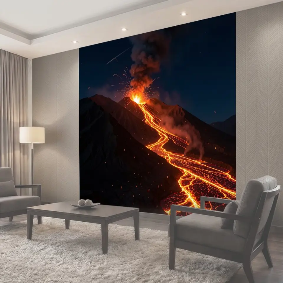 Фотообои Пылающий горный кратер