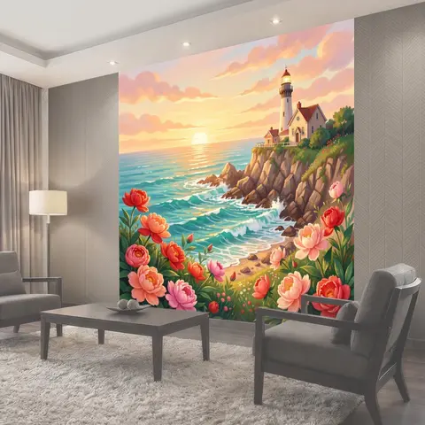 Фотообои Маяк на морском утесе