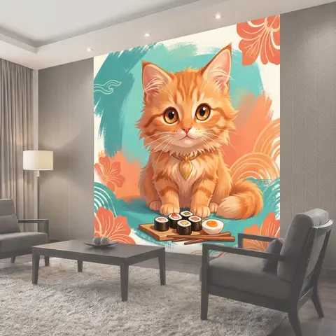 Фотообои Рыжий котёнок с суши