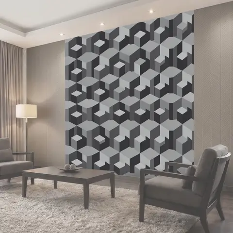 Фотообои Кубический 3D-паттерн в серых тонах