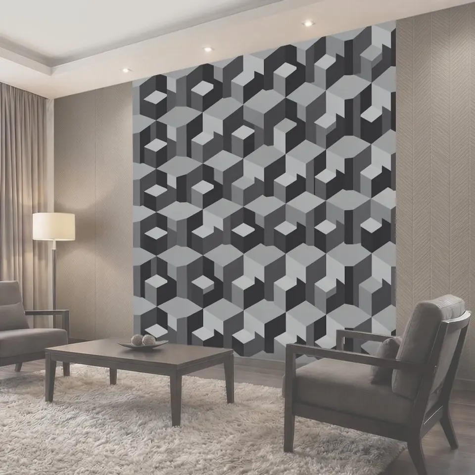 Фотообои Кубический 3D-паттерн в серых тонах