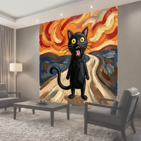 Фотообои Удивленный черный кот
