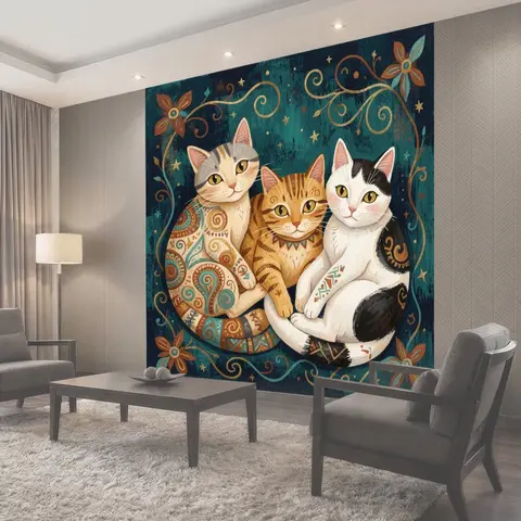Фотообои Три декоративных кота