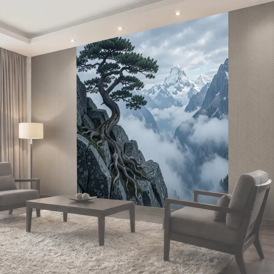 Фотообои Горные вершины в туманном долине