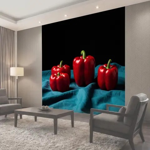 Фотообои Красные болгарские перцы на ткани