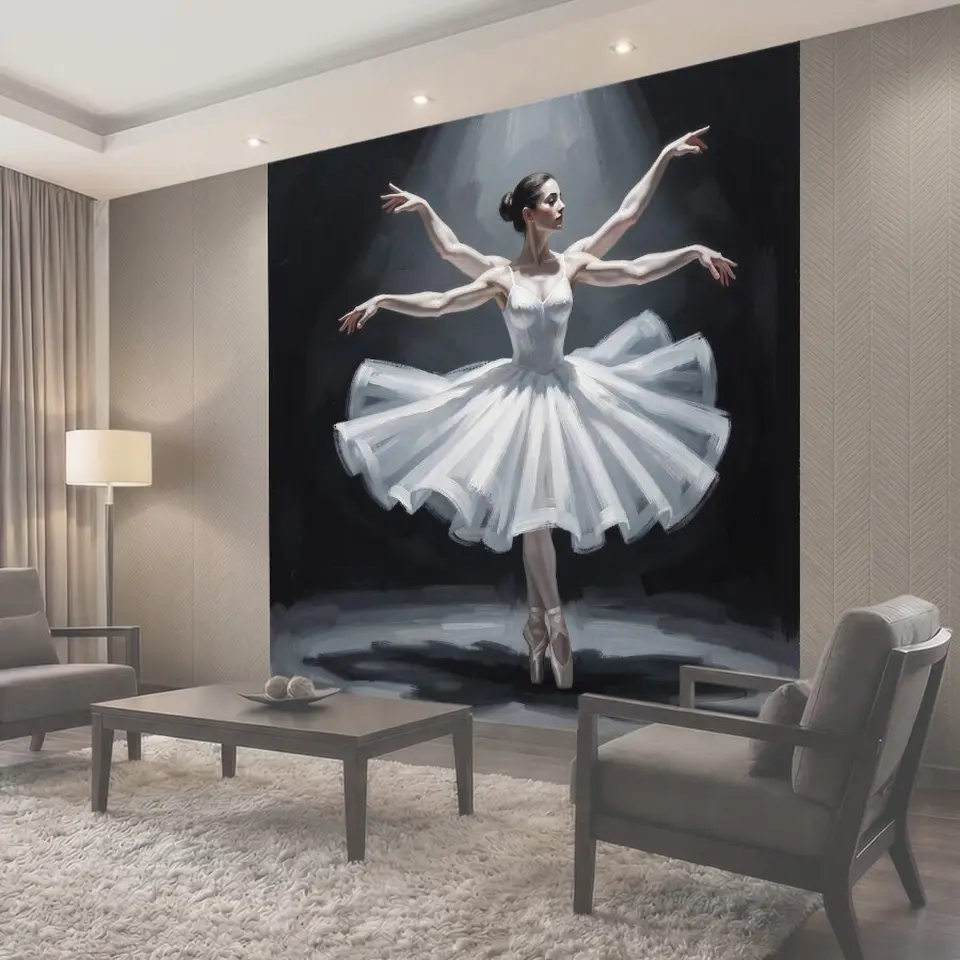 Фотообои Балерина в белом на сцене