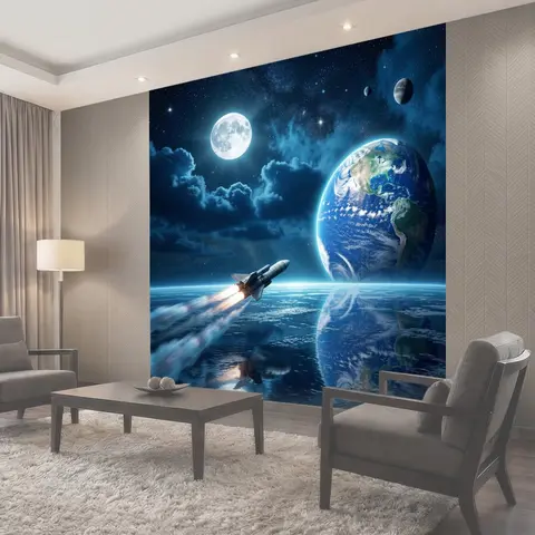 Фотообои Космический запуск над Землей