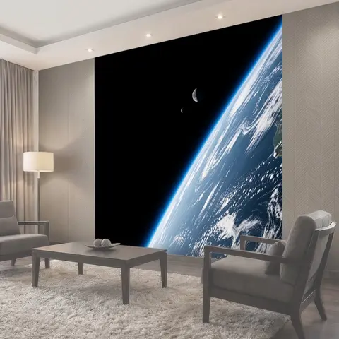 Фотообои Земля из космоса с Луной
