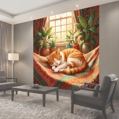 Фотообои Рыжий кот на гамаке