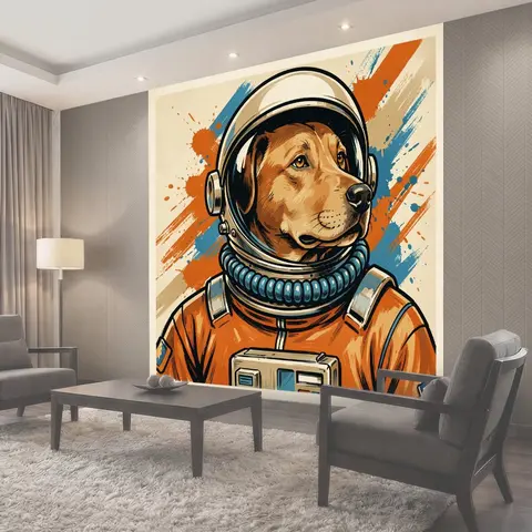 Фотообои Собака в космическом шлеме
