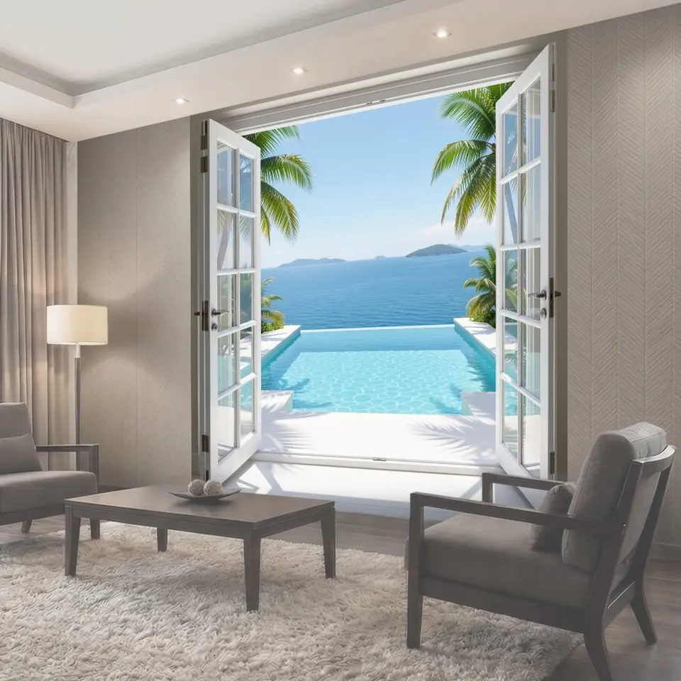 Фотообои Тропический вид на океан с террасой