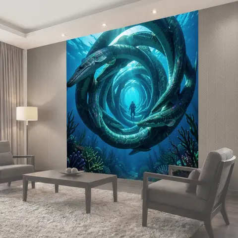 Фотообои Подводный тоннель из морских змей