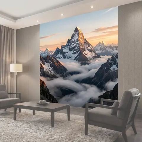 Фотообои Заснеженные пики над облаками