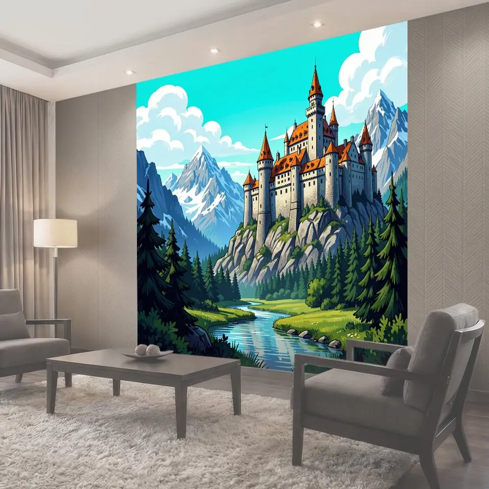 Фотообои Замок в горных Альпах