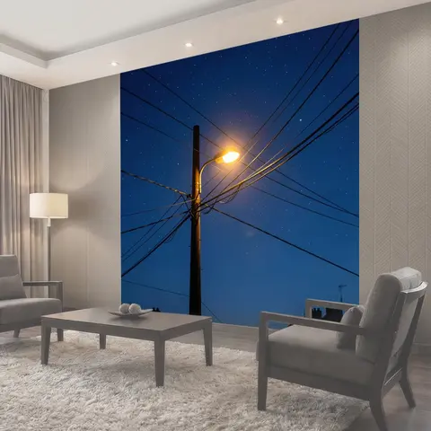 Фотообои Ночная улица под звёздами