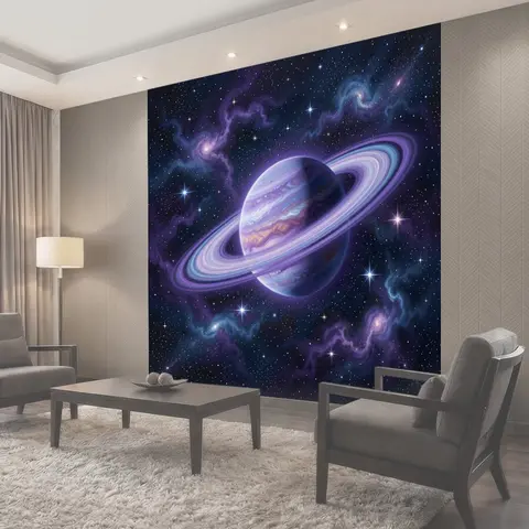 Фотообои Сатурн среди звездных туманностей