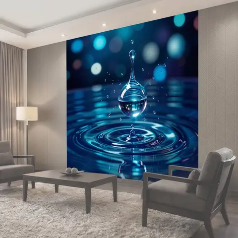 Фотообои Капля воды над рябью