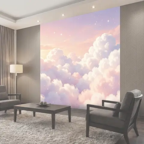 Фотообои Нежные облака в звездном небе